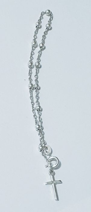 Lindo colar com pendente anjo e pulseira com cruz em prata portuguesa