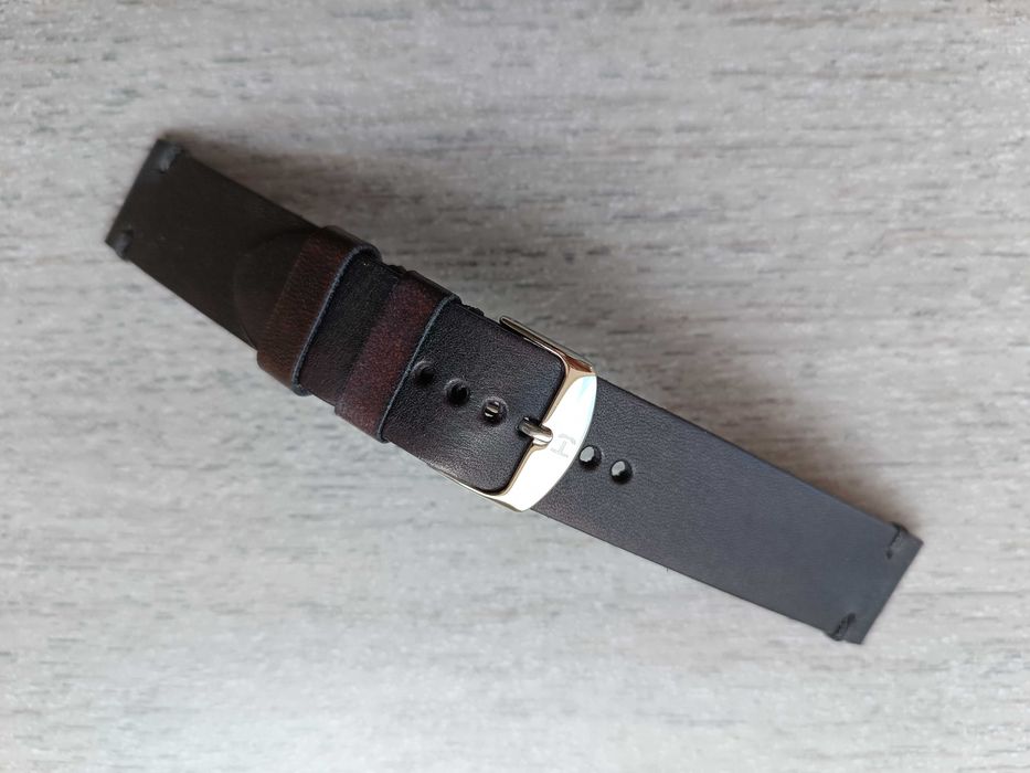 Czarny skórzany pasek zegarka 18 mm cienki