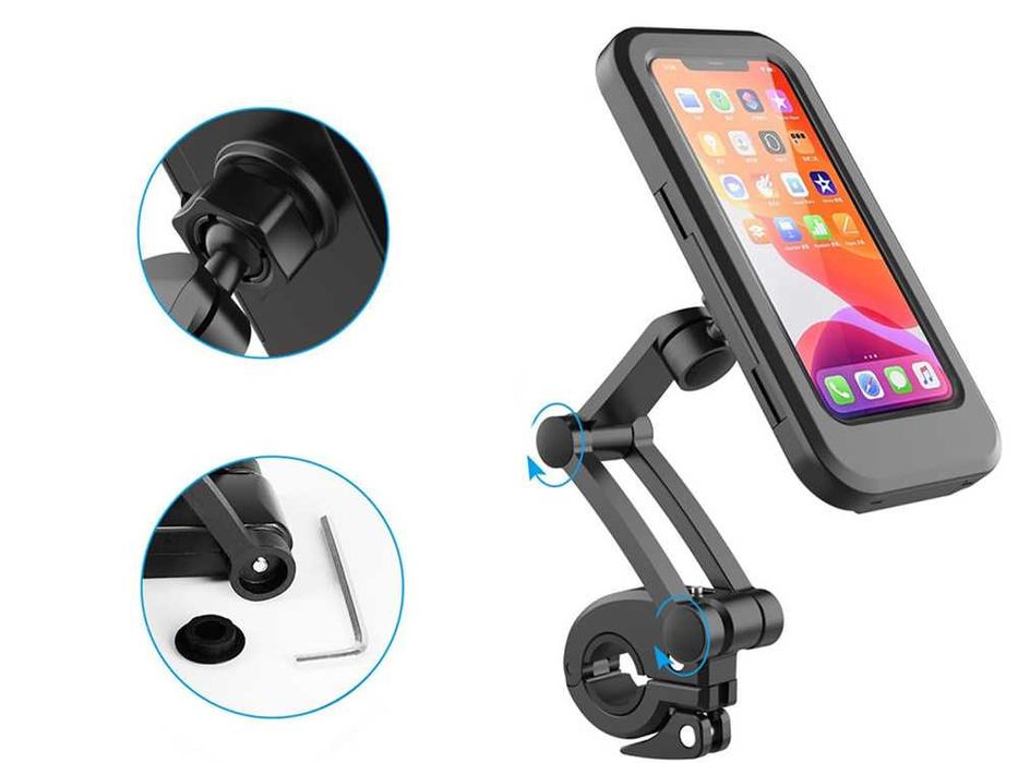 Uchwyt rowerowy na telefon telefonu wodoodporny zamykany obrotowy 360