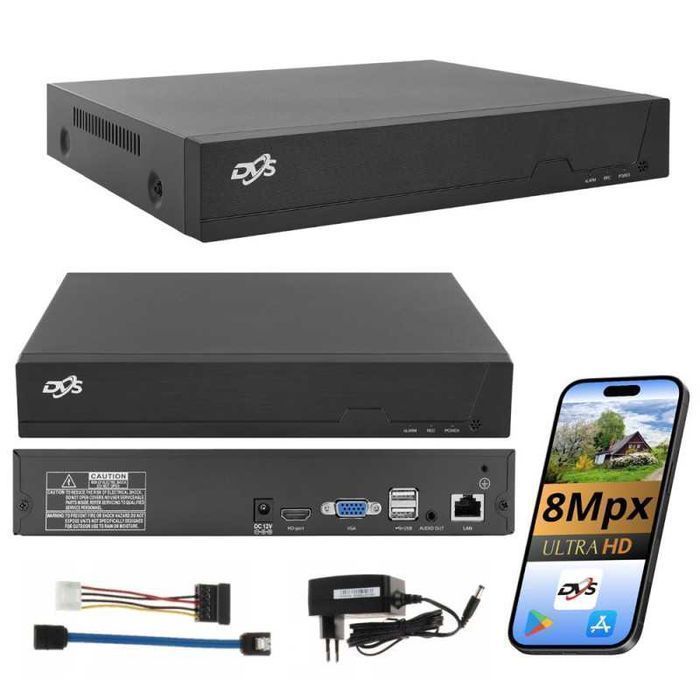 DVS Zestaw Monitoringu 4 Kamer WiFi 8Mpx 4K REJESTRATOR do 8 Kamer