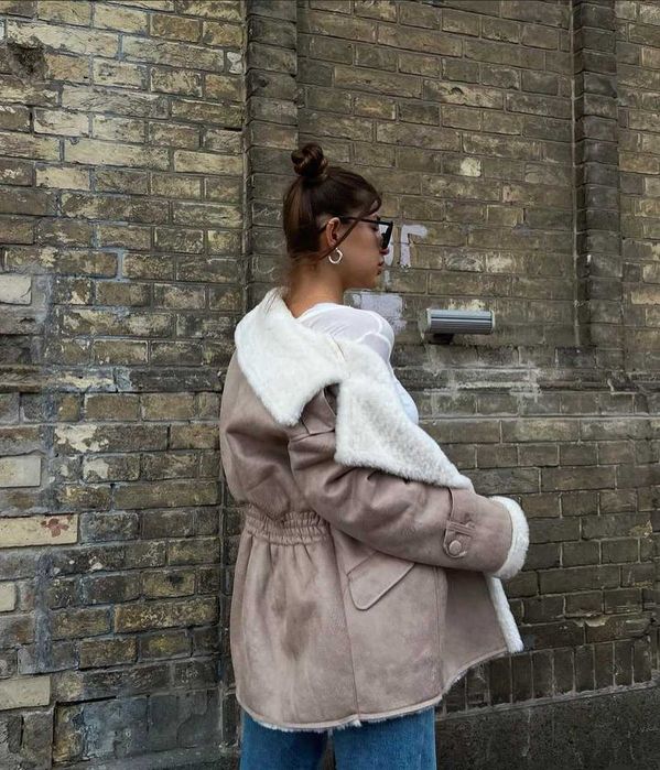 Ідеальна дублянка на зиму у кольорі нюд