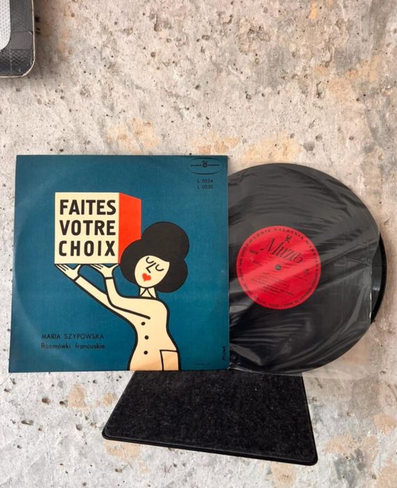 Nowa vintage płyta gramofonowa do nauki języka francuskiego