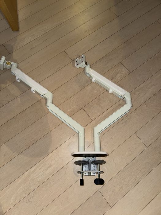 Настільне кріплення кронштейн для двох дисплеїв біле Officepro