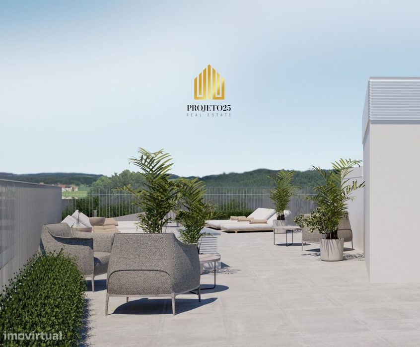 New T2 Apartment with Terrace and Swimming Pool, Balcony, 50 m² Garage Box, Near Norteshopping