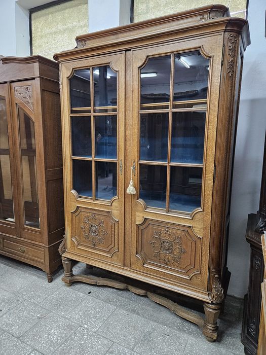 Duża dębowa biblioteka francuska witryna /