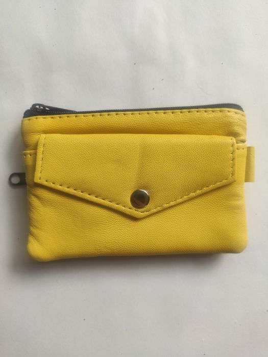 Etui na klucze mini portfelik Skórzane Skóra Żółty nowy