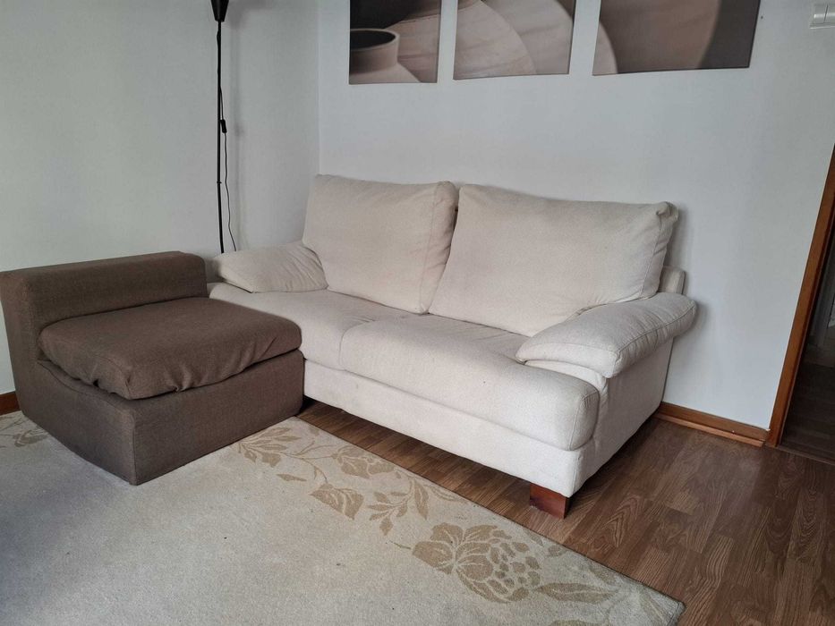 Sofá branco + castanho