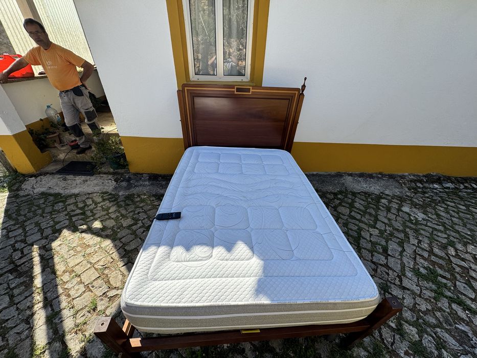 Cama Articulada Elétrica 140x190 + Colchão Novo + Cama Madeira