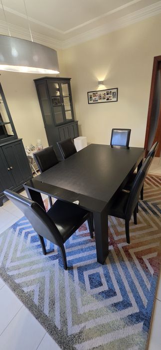 Mesa Moderna Preta - Madeira Maciça