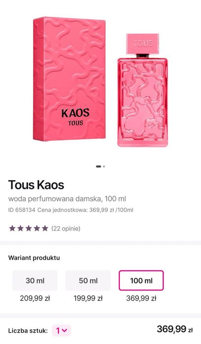 Perfumy damskie woda perfumowana tous kaos  100ml