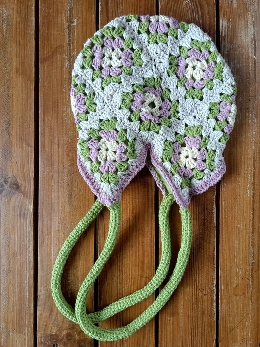 Szydełkowa torba handmade rękodzieło kwadraty babuni