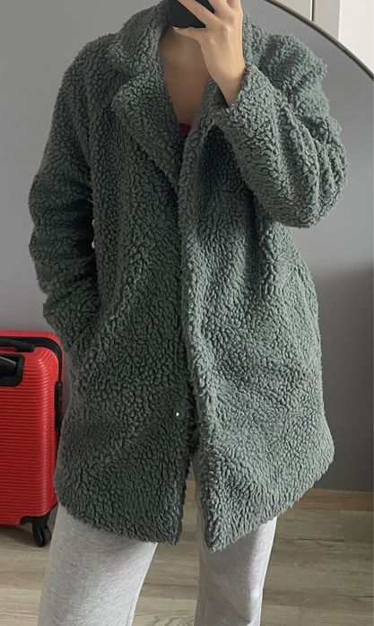 Kurtka zimowa plaszczyk Kożuszek błękitny szary ciepły only XS/S 34/36