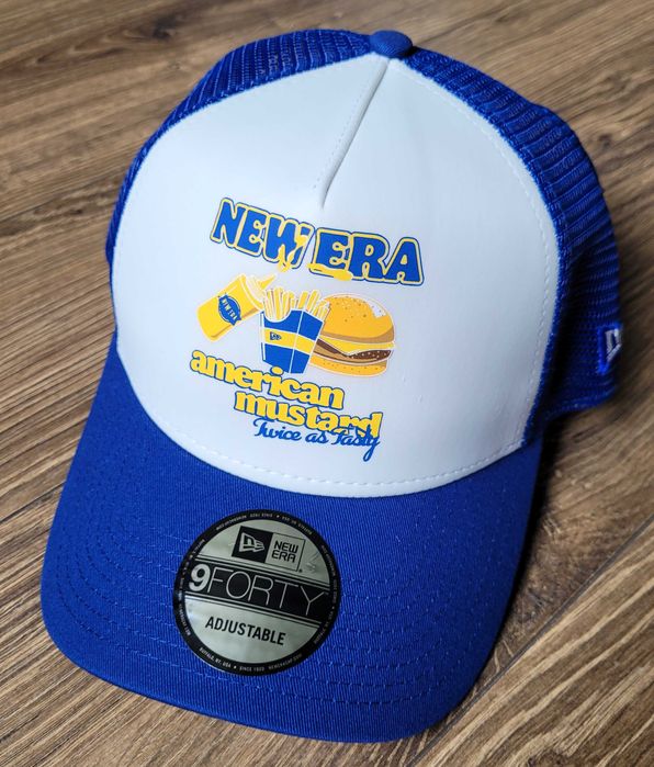 New Era NOWA czapka z daszkiem Trucker Food american mustard burger 9forty grafika