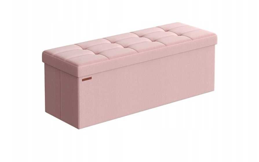 Pufa do przechowywania składana ławka 38 x 110 x 38cm podnóżek do 300kg róż