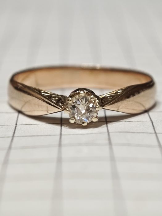 Антикварна каблучка, з діамантом, 585 проба.