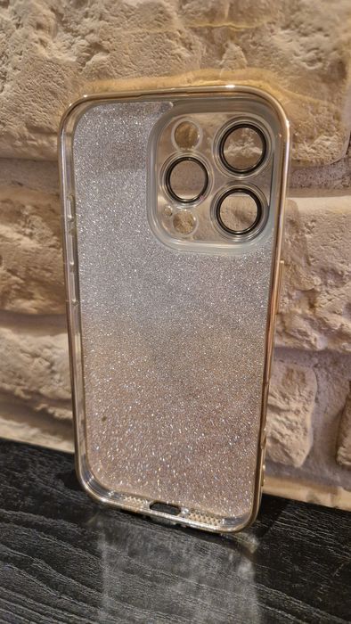 Etui Butterfly do Iphone 16 Pro Złoty + Szkło Privacy Glass 9H