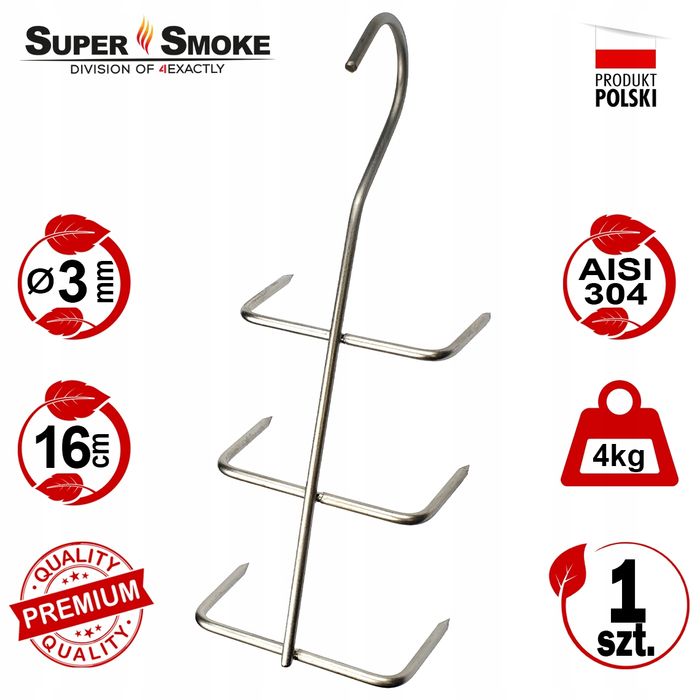 Hak Wędzarniczy Super Smoke do filetów i płatów ryb 3mm Premium 16cm