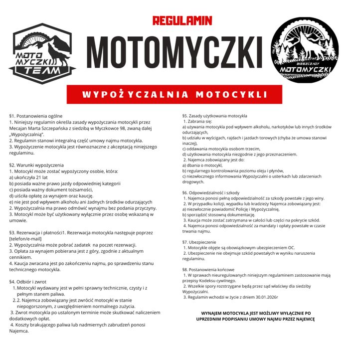 MotoMyczki- wypożyczalnia motocykli i noclegi