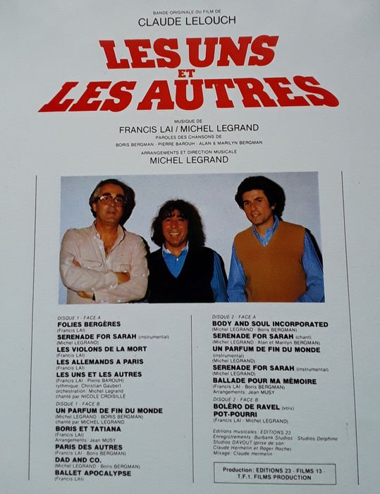 Disco lp dulpo em vinil "Les uns et les autres", Bande originale