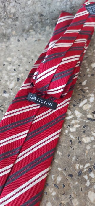 jedwabny krawat 100% jedwab silk batistini czerwony w paski