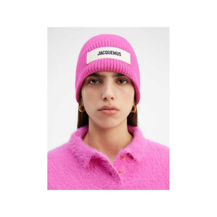 Шапка Jacquemus Le Bonnet Grosgrain Logo Beanie Pink