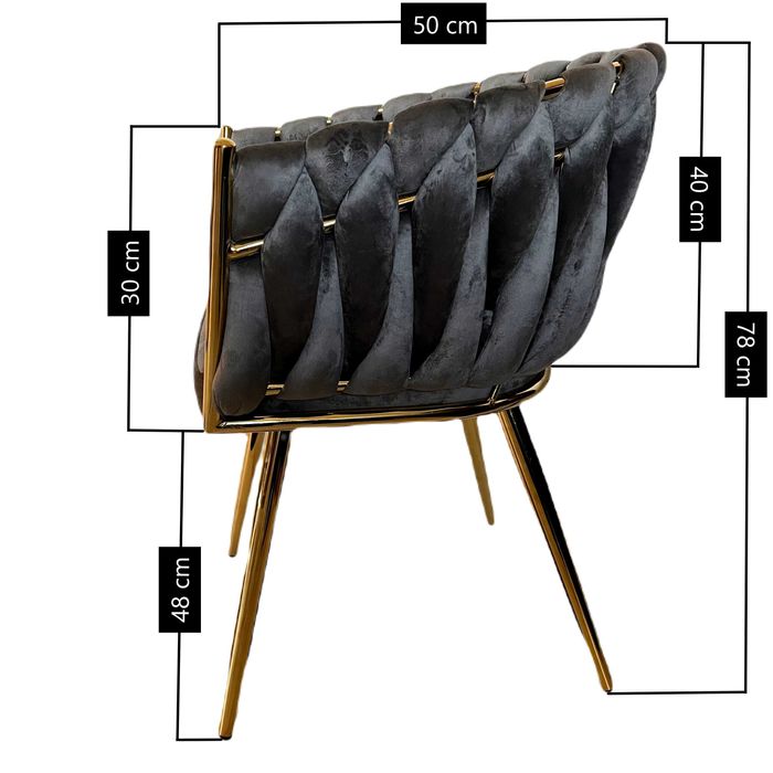 Fotel welurowy szary złota rama *HIT*