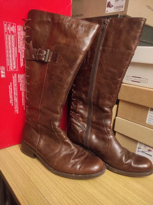 Skórzane kozaki do kolan rozmiar 37