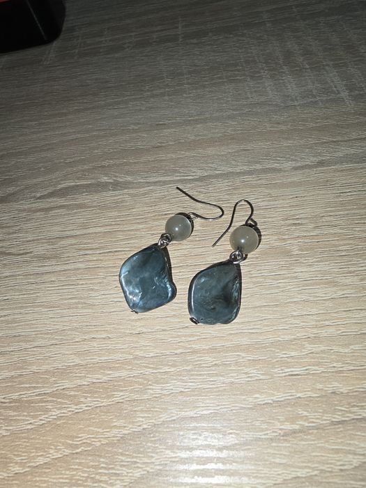 Wiszące kolczyki boho z masą perłową / muszlą, Y2K, vintage vibe
