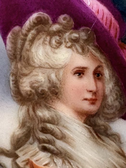 Maravilhoso antigo retrato miniatura de uma Dama francesa