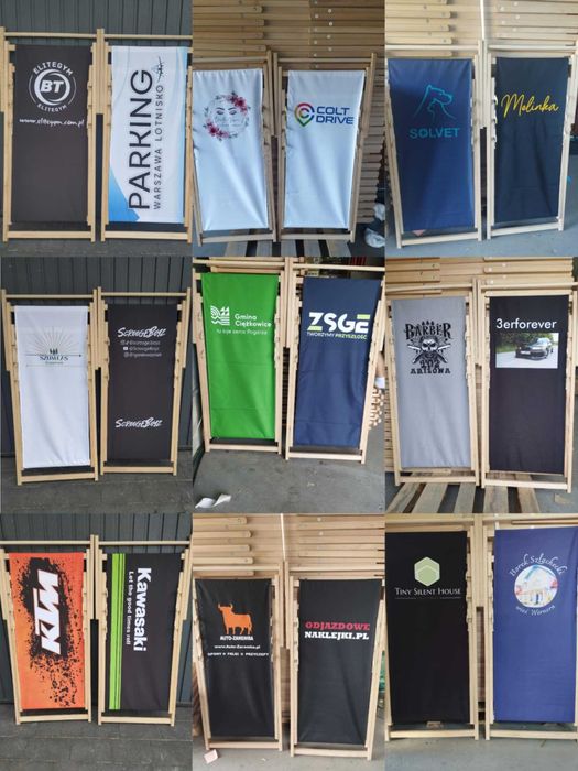 Leżak drewniany ogrodowy bukowy logo napis prezent personalizowany