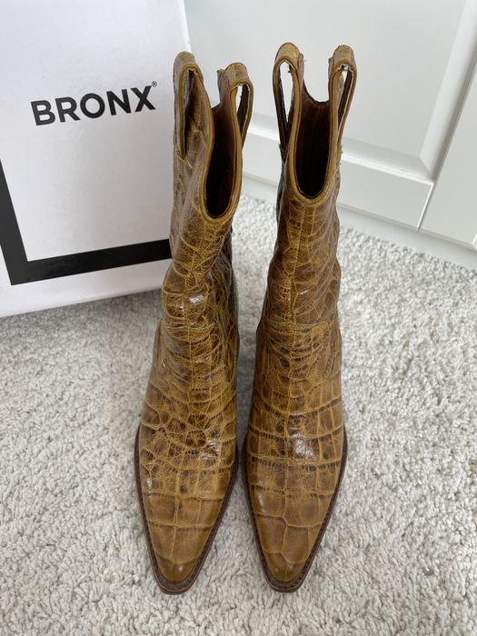 Kowbojki botki skórzane Bronx 38 kozaki brązowe musztardowe