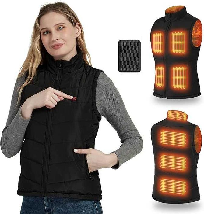 Colete Aquecido Feminino com Bateria 10000mAh | 8 Zonas de Aquecimento | 3 Níveis de Temperatura | Colete Térmico para Outono e Inverno | Uso Outdoor