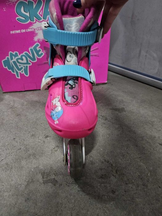 Patins em linha decathlon love gato rosa azul tamanho tamanho 30 a 33