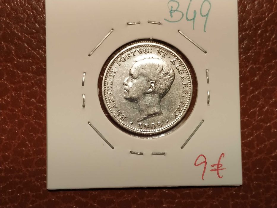 B49 moeda em prata de 200 reis de 1909 (D. Mnuel II) - Portugal