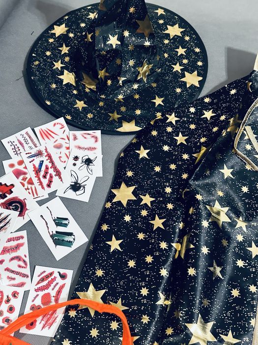 Strój czarodziej przebranie halloween bal czarodziej GRATIS Tatuaże