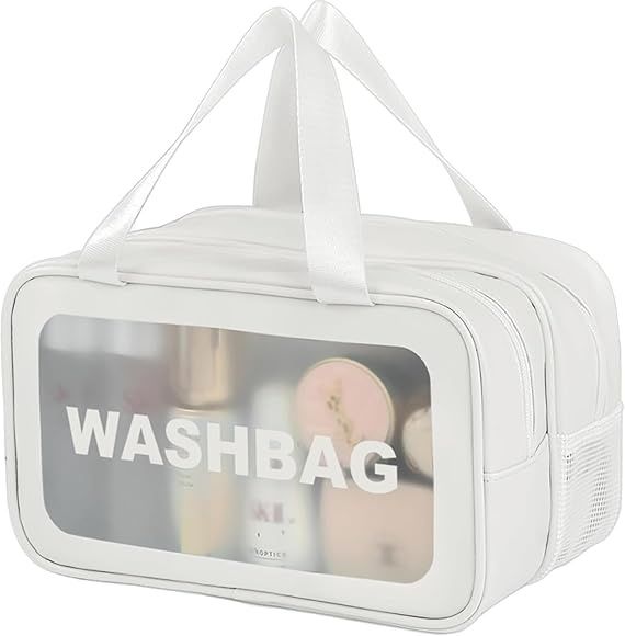 Kosmetyczka Washbag Dwukomorowa Duża Biała
