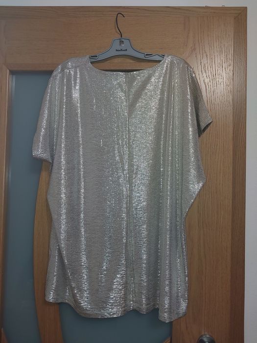 Piękna zlota bluzka połysk r 52 luźna plus size