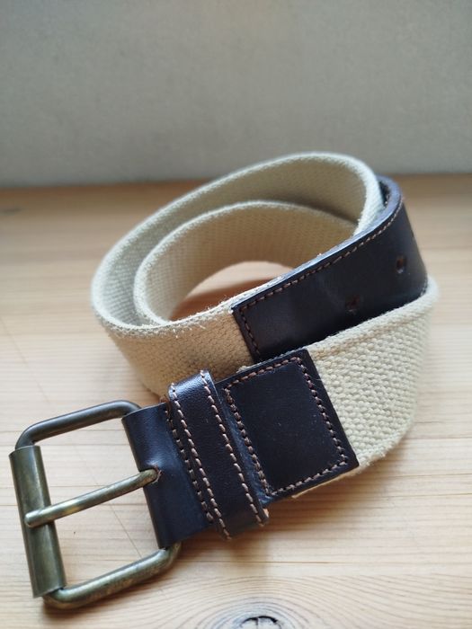 Cinto em pele e lona, para homem