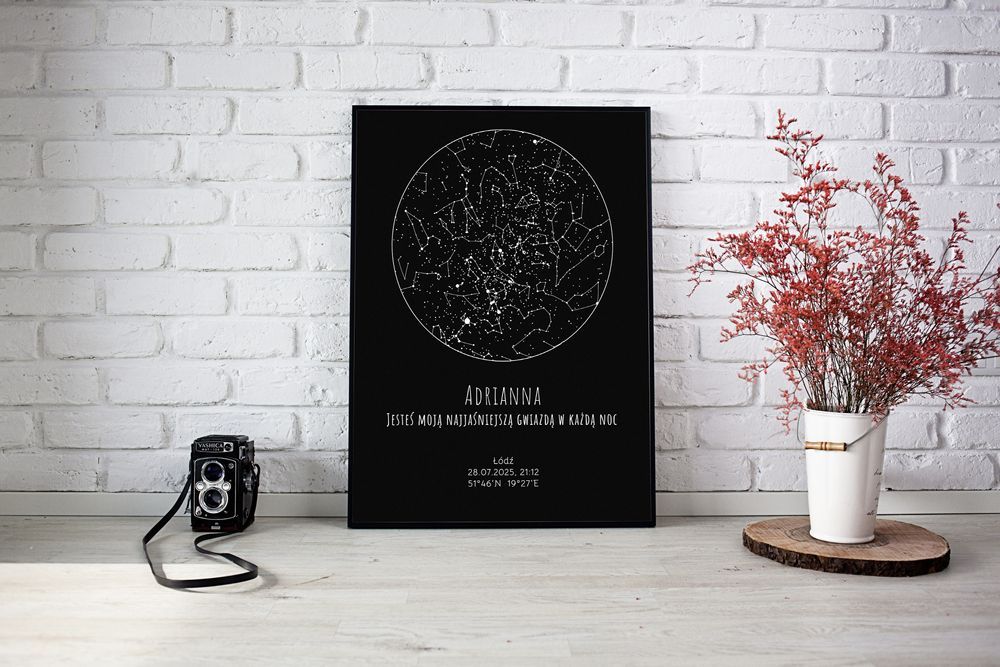 Mapa Gwiazd Personalizowany Plakat Mapa Nieba 50x70cm Czarne