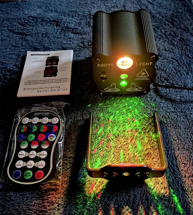 Efekt Świetlny Laser RGBW, Stroboskop. Pilot. Stan Nowy