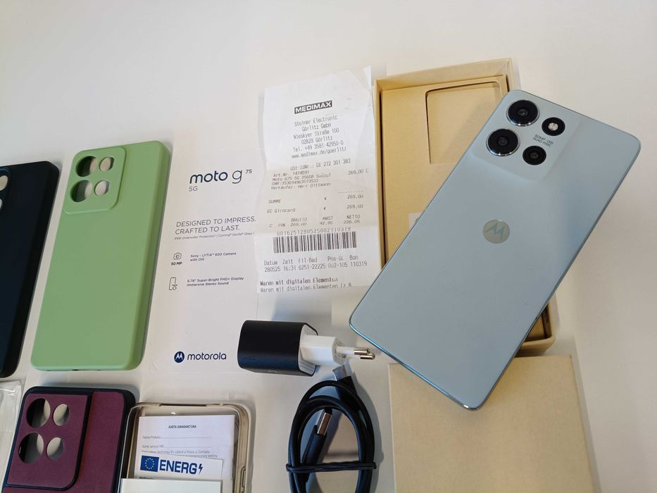 Jak Nowa | Motorola G75 5G 8/256GB | Zielony | Android 16 | VoLTE | Dodatki