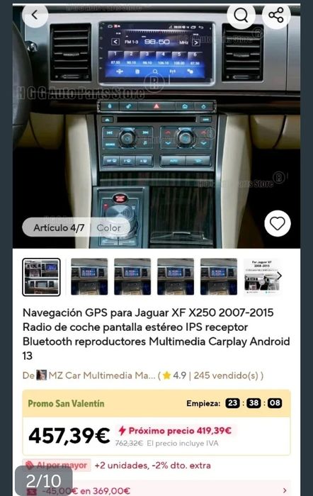 Vendo radio Android jaguar xf 2009