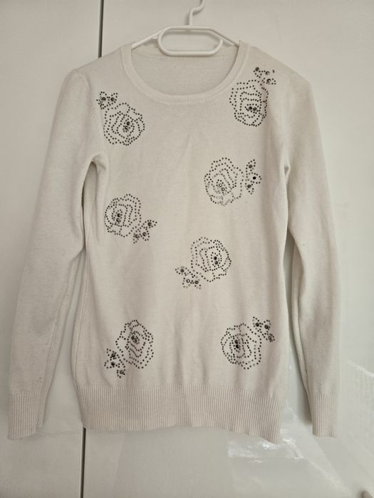 Sweter damski M zdobienia kwiaty