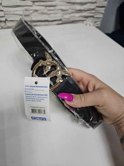 Pasek czarny z jaskółkami 3 cm