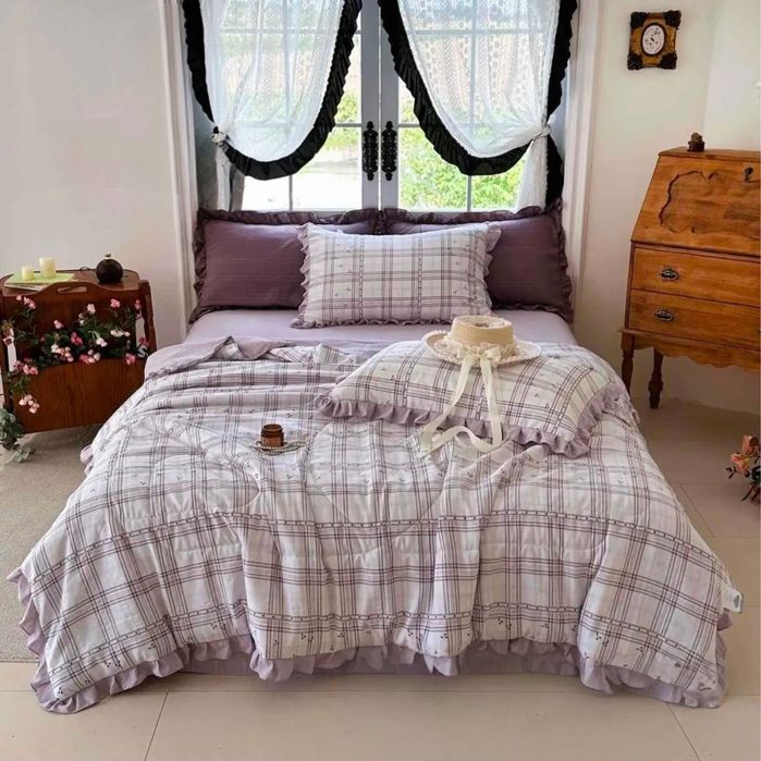 Комплект муслінової постільної білизни з літньою ковдрою,Топ подарунок