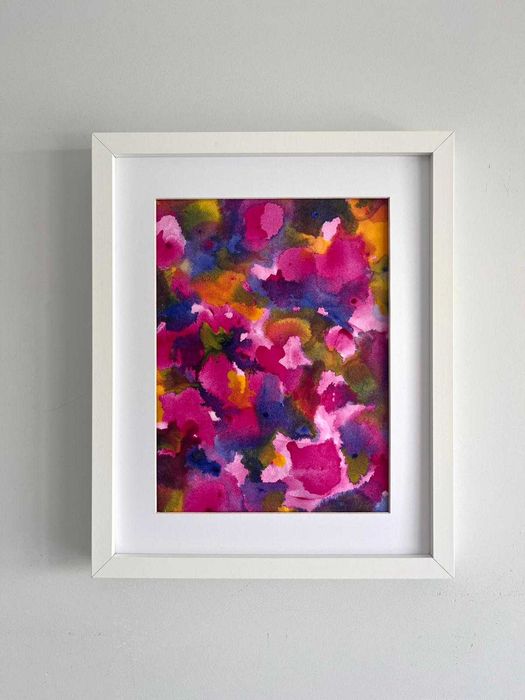 Quadro - Pintura abstrata em acrílico com moldura