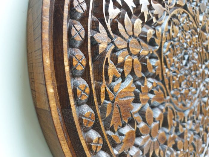 Mandala orientalna kolonialna indyjska płaskorzeźba drewno 40cm