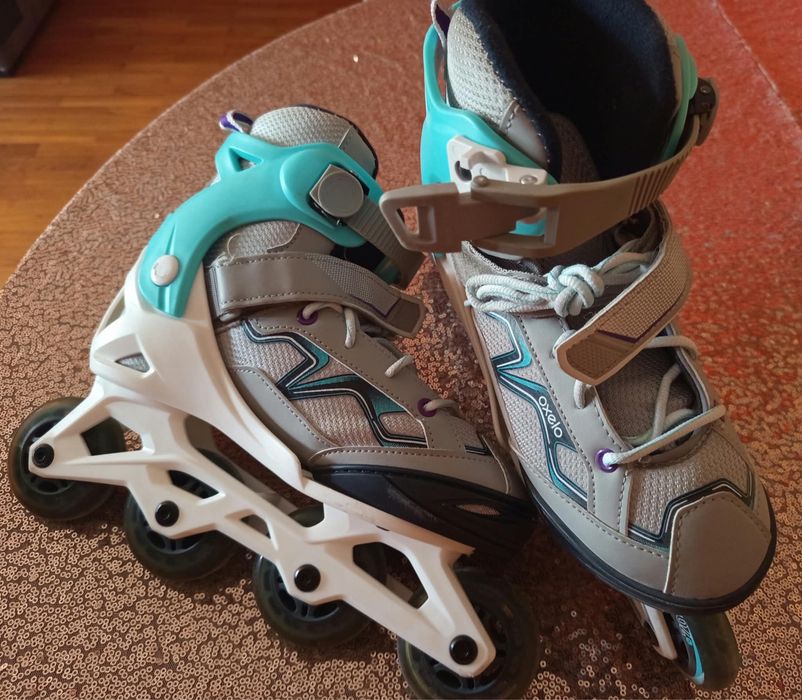 Patins, capacetes e protecões