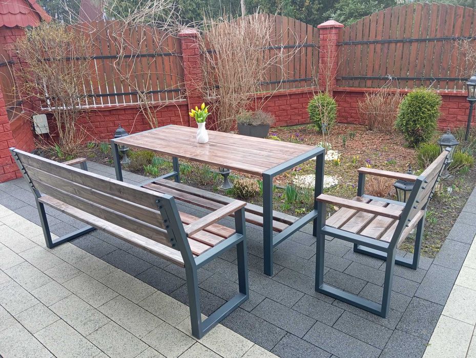 NOWOCZESNY ZESTAW MEBLI ogrodowych stół+2ławki+2krzesła