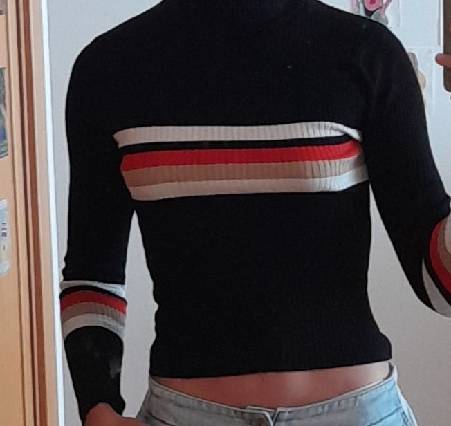 Camisola justa de manga comprida Tam M